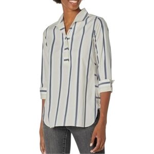 Foxcroft Women's Dora Variegated Stripe Tunic Non Iron Stretch Size 6